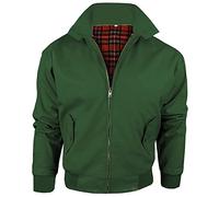 Army And Workwear Harrington Jacket With Check Lining Made In Britain Men's Zip Classic Bomber Jacket, Green, 4XL