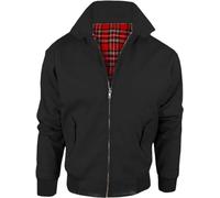 Army And Workwear Mens Harrington Checked Lined Jacket - British Made with Zip - Classic Bomber Jacket .Black Size 4XL