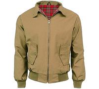 Army And Workwear Mens Harrington Checked Lined Jacket - British Made with Zip - Classic Bomber Jacket Camel Size XL