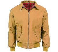 Army And Workwear Mens Harrington Checked Lined Jacket - British Made with Zip - Classic Bomber Jacket Mustard Size XL