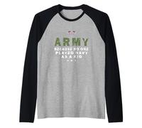 Army Because No One Played Navy As A Kid Funny Army USA Flag Raglan Baseball Tee