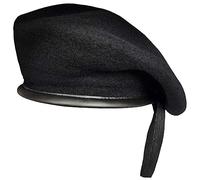 Army Beret Hat French Woolly Hats in 100% Pure Wool Caps - Red, Green, Black (as8, Numeric, Numeric_7_and_1_Eighth, Black)