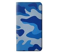 Army Blue Camo Camouflage PU Leather Flip Case Cover For Sony Xperia XA2