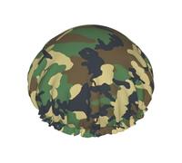 Army Camo Print Double Layer Reusable Shower Cap Green Fits Most Head Sizes