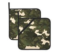 Army Camouflage Set Of 2 Pot Holders, Kitchen Potholder Set, 8 X 8 Inches, &Perfect For Everyday Baking And Cooking.