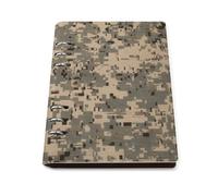 Army Digital Camouflage A5 Loose Leaf Notebook, Premium PU Leather Refillable 6-Ring Binder Journal, Durable Cover Lined Paper Lay Flat Design for Writing Journaling and Organization