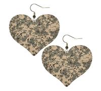 Army Digital Camouflage Leather Earrings for Women Heart Earrings Lightweight Dangle Drop Earrings Cute Jewelry Gift, One Size, No Gemstone