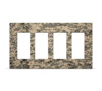 Army Digital Camouflage Outlet Cover,4-Gang Wall Plate Hidden Screw Face Plate,Thermoplastic Faceplate Cover Decorator Receptacle Outlet Light Switch Cover Size 8.3"x 4.7"for House