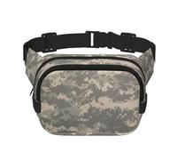 Army Digital Camouflage Print Fashion Waist Packs Square Layer Waist Bag Black Belt Bag with Adjustable Strap, Black, One Size