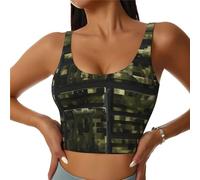 Army Digital Camouflage Print Women's Sports Vest, Casual Summer Athletic Top, U-Back Design, Good for Fitness
