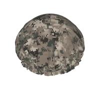 Army Digital Camouflage Shower Cap for Women Men Large Reusable Shower Bonnet Double-Layer Waterproof Bath Caps Elastic Band Hair Hat for All Hairstyles, Travel-Friendly