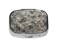 Army Digital Camouflage Square Pill Box 2 Compartment Medicine Pill Case Pocket Or Purse Pill Box, Portable Pill Organizer Dispense Case, Cute Travel Daily Pill Case