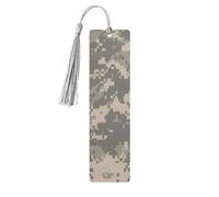 Army Digital Camouflage Tassel Bookmarks Set for Women, 5 Pc Wooden Book Study Supplies Accessories for Reading