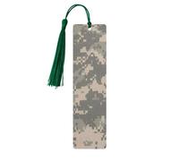 Army Digital Camouflage Tassel Bookmarks Set for Women, 5 Pc Wooden Book Study Supplies Accessories for Reading