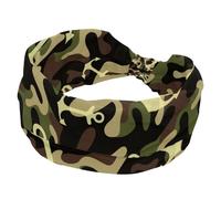 Army Green Camouflage Anchor Pattern Headbands for Women, Wide Turban Headband, Non Slip Head Wraps, Elastic Sweat Yoga Workout Hairband Soft Hairwrap Bandana