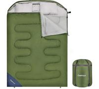 (Army green grey, One size) Double Sleeping Bags For Adults Backpacking, Camping, Or Hiking - Queen Sleeping Bag - 2 Person Sleeping Bag, Waterproof Double Sleeping Bags For Adul