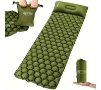 (Army Green) Inflatable Camping Mat, Ultralight Sleeping Mat with Pillow and 20L Pump Bag