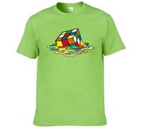 (army green, L) Summer Cotton T-Shirt Rubik's Printing T-Shirt Funny Hipster Graphic Tee Shirt Top Unisex Man Short Sleeve Cool Tees #304