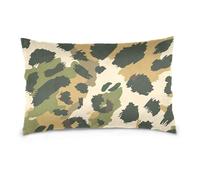 Army Green Leopard Print Khaki Standard/Queen Size travel pillow zipper case decorate pillo case in cotton Lightweight, Soft Easy Care fundas para almohadas 20x30 inchs Set of 2