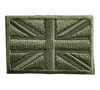 Army Green Mini UK Flag Patch Iron Sew On Small Union Jack MOD Embroidered Badge