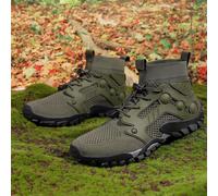 (army green, Size 45) Men's High-Top Non-Slip Breathable Outdoor Hiking & River Tracing Shoes
