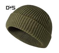 (army green) Unisex Knitted Hat Reflective at Night High Elasticity Folded Brim Dome Hip Hop Street Style Night Jogging Warning Cap Winter Keep Warm Headwear