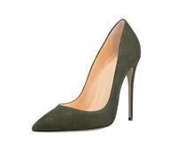 (army green, US5 UK3 AU4 EUR 36) Size 36-45 Ladies Ol Pumps High Stilettos Heels Pointy Toe Slip On Casual Shoes