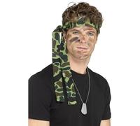 Smiffys Army Headband, Camouflage 150cm x 4cm, Land, Sea and Air Forces Fancy Dress, Adult Dress Up Accessories