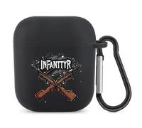 Army Infantry Crossed Rifles Bluetooth Headset Cover Earbuds Case TPU Headphone Protective Compatible with Airpods 1/2 Black-Color