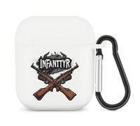 Army Infantry Crossed Rifles Bluetooth Headset Cover Earbuds Case TPU Headphone Protective Compatible with Airpods 1/2 White-Color