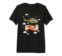 Army Kid On Duty Cartoon Helicopter Fun Premium T-Shirt