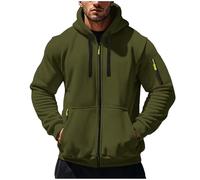 Army Lime Green Hooded Plain Casual for Man Winter Fall Long Sleeve Jacket Hood Coat Mens Zip Up 2025 Clothes Country Concert M