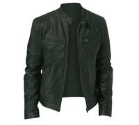 Army Lime Green with Hood Plain Brunch Jacket for Mens Fall Winter Long Sleeve Faux Leather Jackets Outfit Mens 2025 Clothes Fashion Country Concert XL