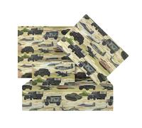 Army Military Gift Wrapping Paper, 4 Sheets (50 x 70cm), Camouflage Wrapping Paper with Tanks, Helicopters Jets, Boys Birthday Gift Wrap