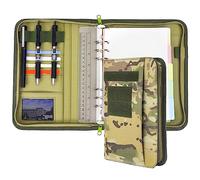 Army Military Padfolio Ring Binder with Zippered Portfolio Organizer and Tactical Notebook Cover for A5 Folder, Small OCP Binder Planner for Men, 6 Ring Binder Organizer Military Notebook Cover(Multi)