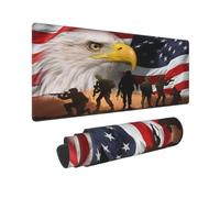 Army Military Veteran American Flag North American Bald Eagle Freedom Sunset Sky Gaming Keyboard Mouse Pad Mousepad Desk Mat Huge Extended XL Stitched Edge Rubber Sole for Home Office(31.5"X 11.8")