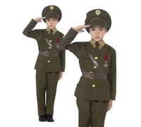 Army Officer Costume Boys Wartime Soldier School Fancy Dress Outfit Kids
