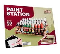 The Army Painter, Paint Station, Paint Storage for 50 Warpaints Fanatic, Speedpaint & Warpaints Air Acrylic Paints, incl. Storage for Paint Brushes and 100 sheets - Paint Rack for Miniature Painting