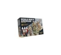 The Army Painter, Historical: WWII American Paint Set, 20 x 18 ml Warpaints Fanatic: 14 acrylic, 4 Washes, 1 Effect & 1 Metallic - Miniature Paint for U.S. Armed Forces in World War II