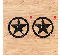 Army Star WW2 Decal Sticker Vinyl Round - 2 Pack Black, 10.2cm - Distressed Tattered fit for Jeep Toyota Ford 02031