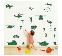 Army Tank Helicopter Wall Decors for Wall Solider Military Fighter Airplane Wall Stickers for Teens Boys Bedroom Kids Room Vinyl Decals (Army Green-YU21)