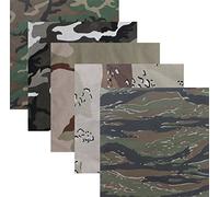 Army Universe Camouflage Jumbo Bandanas Cotton Military Headwraps 27"x27", 5-Pack, 5 Pack,Woodland Camouflage, City Camouflage, Desert Camouflage & Tri-color Desert Camouflage, Large