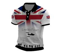 Army Veteran Tshirt Mens Union Jack Polo Tops England Lest We Forget Shirts Great Britain Bunting Flags Golf Top Short Sleeve Collared Shirt UK National Day T-Shirts Casual Clebration Tee Tops