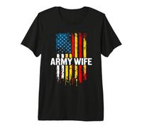 Army Wife Distressed American Flag Premium T-Shirt