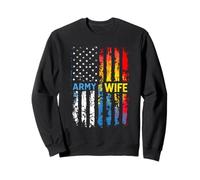 ARMY WIFE Distressed American Flag Sweatshirt