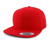 Armycrew Oversize XXL Structured Blank Flatbill Snapback Cap, Red, 8