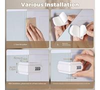 ARMYJY 3-Digit Keyless Code Cabinet Lock for Drawers, Sliding Doors & for windows - White Metal-Plastic Security Lock with Anti-Pry Iron Plates and Concealed Screws, 7 x 4 cm