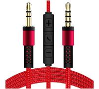 ARMYJY Auxiliary Cable 3.5mm Jack Audio with Inline Microphone for iPhone for ipad Laptop - High Fidelity Sound Gold Connector 1.2M(Red)