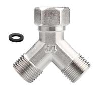 ARMYJY Copper Y Splitter Tap Connector 1/2" for bsp for Dishwasher Washing Machine, Dual Outlet Hot Cold Water Adapter for UK Plumbing