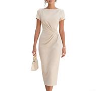 ARMYJY Damen Kleid, Elegant Taillenbetont Falten, Büro Party Alltag | Damen Elegant Faltenkleid, Taillenbetont, 95% Polyester 5% Elasthan, Büro Party Abend